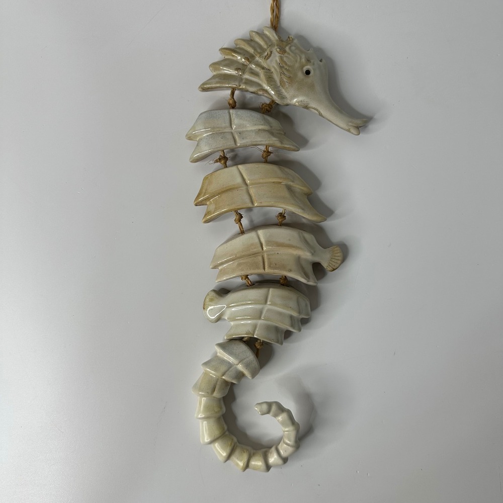 Ceramic Articulated Seahorse Wall‎ Hanging Glazed Pottery Nautical Decor Coastal